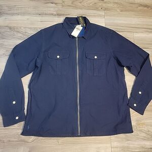 Polo Ralph Lauren Dryed Oxford Overshirt Mens‎ XL Navy Blue Full Zip Jacket NWT